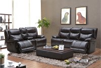 Blackberry Leather-Match Power Gliding Reclining Loveseat with Console - Triple-Play-3