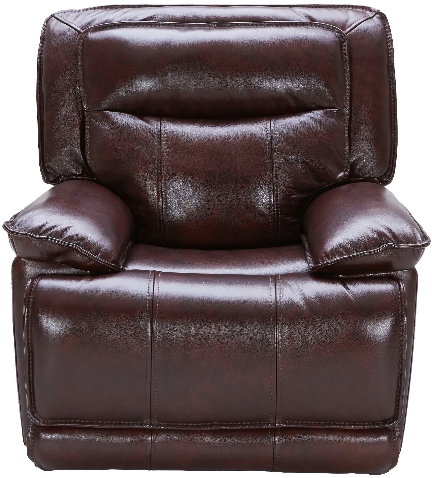 Triple Play Burgundy Leather-Match Power Recliner-1