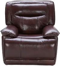 Triple Play Burgundy Leather-Match Power Recliner