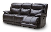Blackberry Leather-Match Power Reclining Living Room Set - Triple-Play