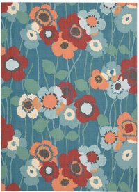 10 x 13 X-Large Blue and Pink Indoor-Outdoor Rug - Waverly Sun Shade