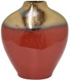 15 Inch Red and Bronze Ceramic Vase