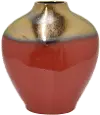 Clearance 15 Inch Red and Bronze Ceramic Vase