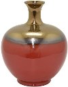 12 Inch Red and Bronze Ceramic Narrow Neck Vase