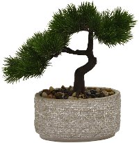 Faux Green Bonsai Arrangement Plant in Pot