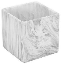 4 Inch Gray Marble Look Square Flower Pot