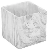 4 Inch Gray Marble Look Square Flower Pot