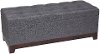 Gray Linen Tufted Storage Bench