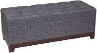 Gray Linen Tufted Storage Bench
