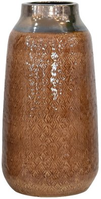 14 Inch Orange and Red Ceramic Textured Vase