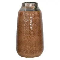 14 Inch Orange and Red Ceramic Textured Vase