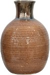 Round Orange and Red Textured Ceramic Vase