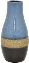 11 Inch Blue, Tan and Brown Ceramic Vase