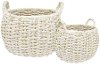18 Inch White Wash Water Hyacinth Basket with Handles