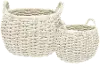 18 Inch White Wash Water Hyacinth Basket with Handles