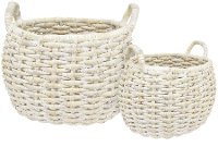 18 Inch White Wash Water Hyacinth Basket with Handles