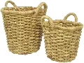 21 Inch Natural Water Hyacinth Basket with Handles