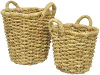 18 Inch Natural Water Hyacinth Basket with Handles
