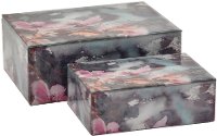 10 Inch Pink Floral Glass Box