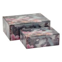 7 Inch Pink Floral Glass Box