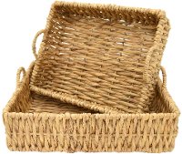 18 Inch Natural Finish Rectangular Tray with Handles