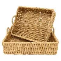 18 Inch Natural Finish Rectangular Tray with Handles