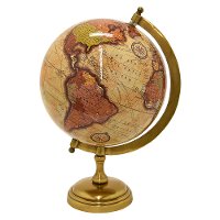 9 Inch World Globe with Antique Brass Base
