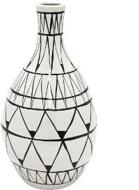 15 Inch White and Black Ceramic Vase