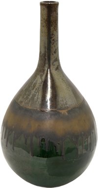 Dark Sable Green Ceramic Long Neck Vase