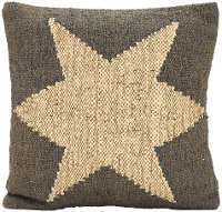 Two Tone Wool Jute Star Throw Pillow