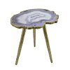 Purple Agate Top Wooden Decorative Accent Table