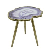 Purple Agate Top Wooden Decorative Accent Table