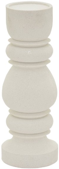 14 Inch White Stone Look Candle Holder