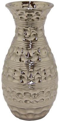 12 Inch Silver Ceramic Vase