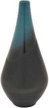 20 Inch Blue and Dark Brown Ceramic Vase