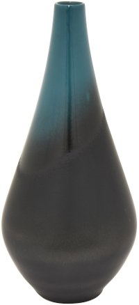20 Inch Blue and Dark Brown Ceramic Vase