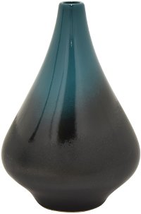 13 Inch Blue and Dark Brown Ceramic Vase