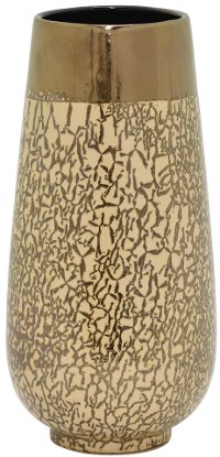 14 Inch Crackled Copper and Blush Ceramic Vase