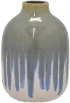Clearance 8 Inch Gray, White, and Blue Drip Ceramic Vase