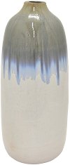 Gray, White and Blue Drip Ceramic Vase