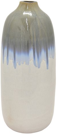 Gray, White and Blue Drip Ceramic Vase