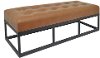 Saddle Tone Tufted Seat and Metal Framed Bench