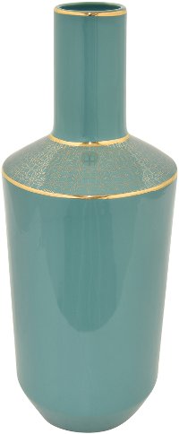 18 Inch Turquoise and Gold Porcelain Vase
