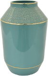 12 Inch Turquoise and Gold Porcelain Vase