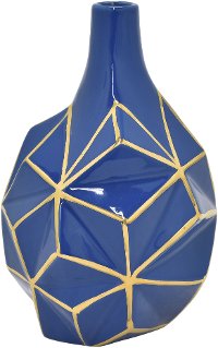 Modern Blue and Gold Porcelain Vase