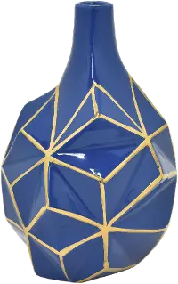 Modern Blue and Gold Porcelain Vase