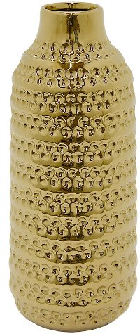 14 Inch Textured Gold Ceramic Vase