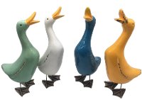 Assorted Multi Color Ceramic Duck Sculpture