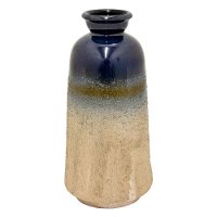 Textured Tones of Blue and Brown Ceramic Vase