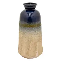 Textured Tones of Blue and Brown Ceramic Vase